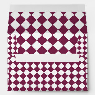 Burgundy White Chequered Diamond Pattern Envelope