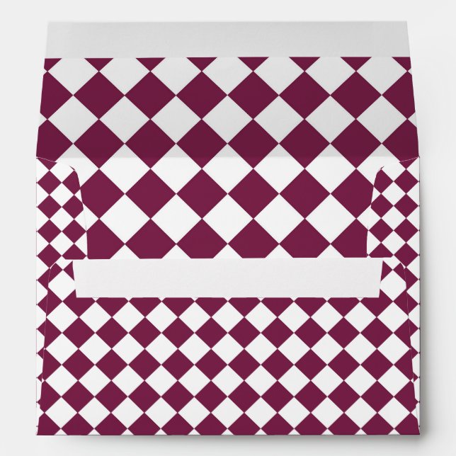 Burgundy White Chequered Diamond Pattern Envelope (Back (Bottom))