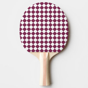 Burgundy White Chequered Diamond Pattern Ping Pong Paddle