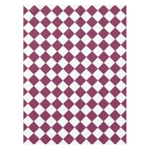 Burgundy White Chequered Diamond Pattern Tablecloth