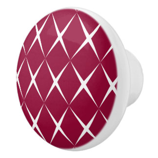 Burgundy White Diamond Pattern Ceramic Knob