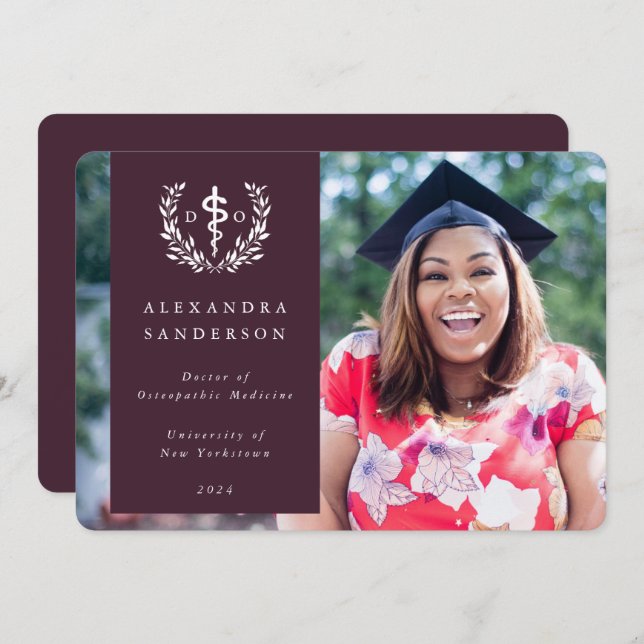 Burgundy+White Doctor of Osteopathic Medicine Announcement (Front/Back)