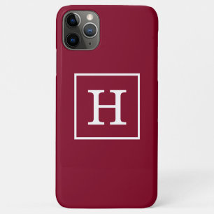 Burgundy White Framed Initial Monogram Case-Mate iPhone Case