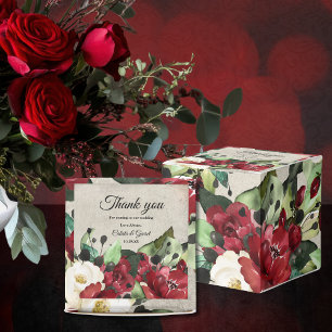 Burgundy White Green Floral   Grey Grunge Favour Box