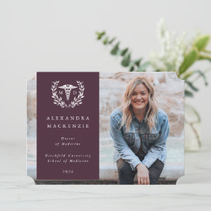 Burgundy+White Laurel Wreath Medical Degree Photo Announcement