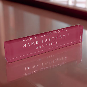 Burgundy White Modern Elegant Professional Classy Nameplate