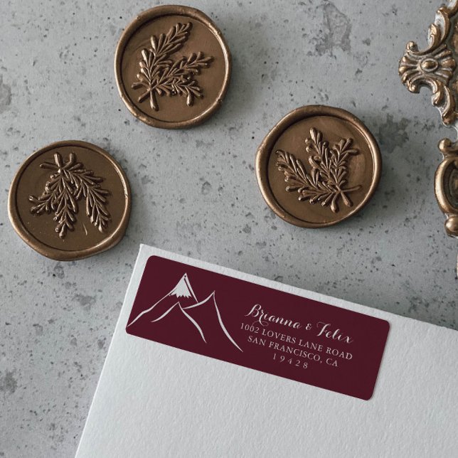 Burgundy White Mountain Return Address Label (Creator Uploaded)