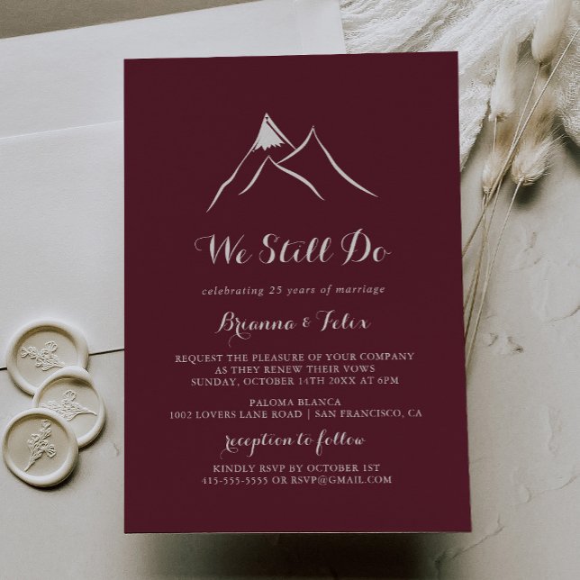 Burgundy White Mountain We Still Do Vow Renewal Invitation (Creator Uploaded)