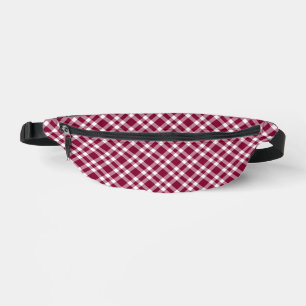 Burgundy White Plaid Pattern Bum Bags