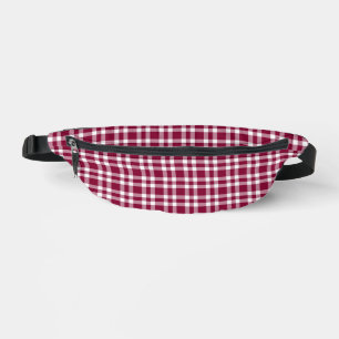 Burgundy White Plaid Pattern Bum Bags