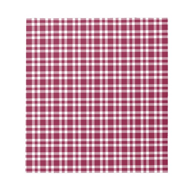 Burgundy White Plaid Pattern Notepad (Front)