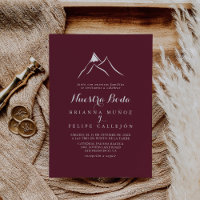 Burgundy White Silhouette Mountain Nuestra Boda 