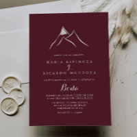 Burgundy White Silhouette Mountain Spanish Wedding