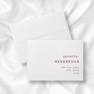Burgundy White Simple Minimalist Typography Envelope