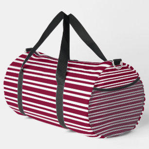 Burgundy White Stripes Seamless Pattern Large Duffle Bag