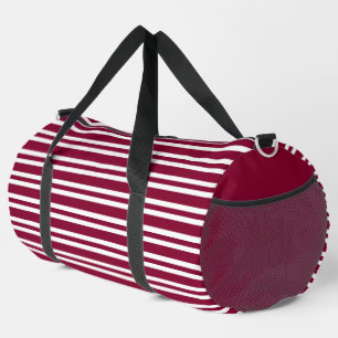 Burgundy White Stripes Seamless Pattern Large Duffle Bag