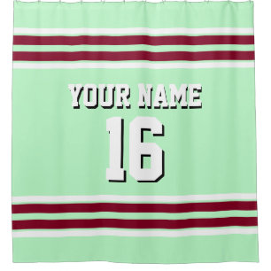 Burgundy White Stripes Sports Jersey Shower Curtain