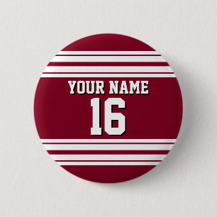 Burgundy White Team Jersey Custom Number Name 6 Cm Round Badge