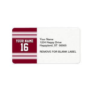 Burgundy White Team Jersey Custom Number Name Label