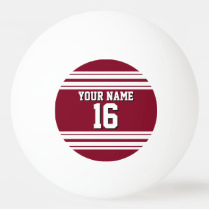 Burgundy White Team Jersey Custom Number Name Ping Pong Ball