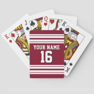 Burgundy White Team Jersey Custom Number Name Playing Cards