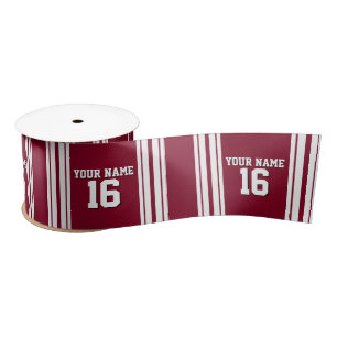 Burgundy White Team Jersey Custom Number Name Satin Ribbon