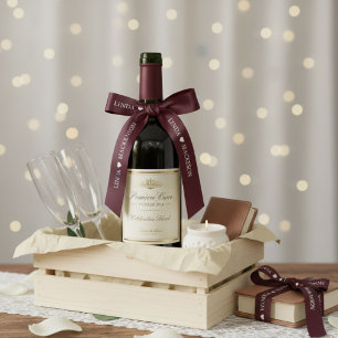 Burgundy & White wedding initial Couple name Satin Ribbon