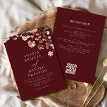 Burgundy Wildflower All in One QR Code Wedding Invitation<br><div class="desc">Immerse your guests in the romance of nature with our Boho Wildflower Garden Wedding Invitation. Inspired by the beauty of untamed blooms, this invitation captures the essence of a free-spirited celebration. The enchanting design features delicate wildflowers dancing amidst lush greenery, setting the perfect tone for your garden wedding. The boho-chic...</div>