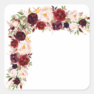 Burgundy Wildflower Border Sticker