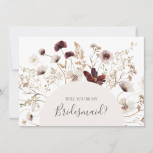 Burgundy Wildflower   Bridesmaid Proposal Card