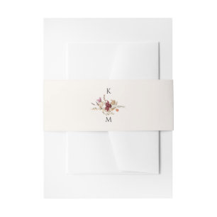Burgundy Wildflower Elegant Fall Wedding Invitation Belly Band