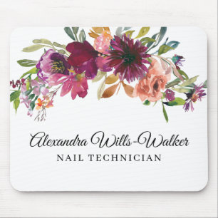 Burgundy Wildflower Floral Mouse Pad