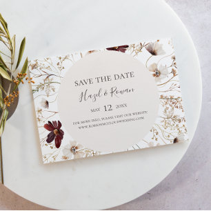Burgundy Wildflower Horizontal Save the Date