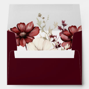 Burgundy Wildflower Wedding Return Address Envelope