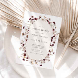 Burgundy Wildflower Wreath Bridal Shower Invitation