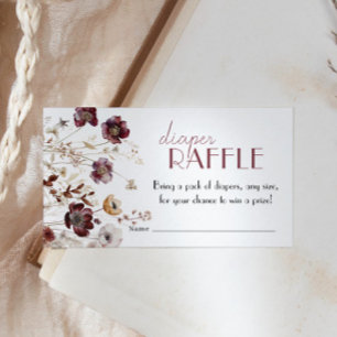 Burgundy Wildflowers Baby Shower Diaper Raffle Enclosure Card