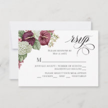 Burgundy Wine Anthurium and Hydrangea Wedding