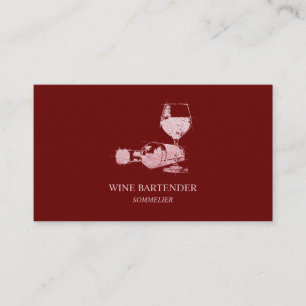 Burgundy Wine Bartender Sommelier Rose Gold Business Card