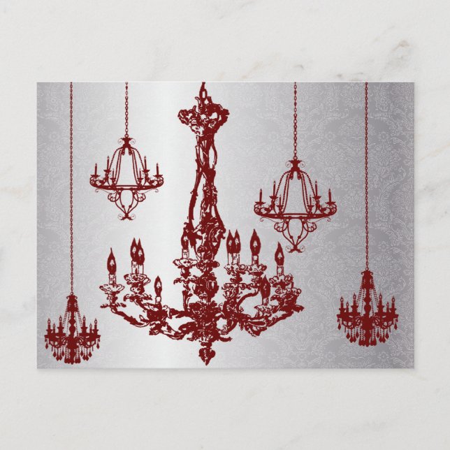 Burgundy Wine Chandelier RSVP Card (Front)