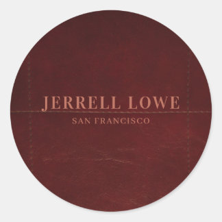 Burgundy Wine Colour Vintage Leather Elegant Classic Round Sticker