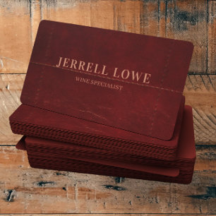 Burgundy Wine Colour Vintage Leather Professional Business Card