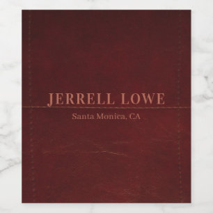 Burgundy Wine Colour Vintage Leather Professional Label