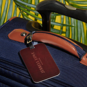 Burgundy Wine Colour Vintage Leather Professional Luggage Tag