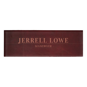 Burgundy Wine Colour Vintage Leather Professional Name Tag
