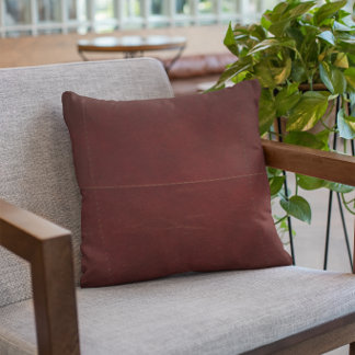 Burgundy Wine Colour Vintage Leather Rustic Decor  Cushion
