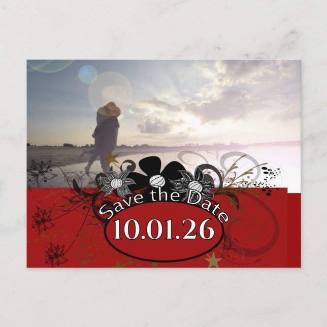 Burgundy Wine Deep Red YOUR Photo Announcement Postcard (Front)