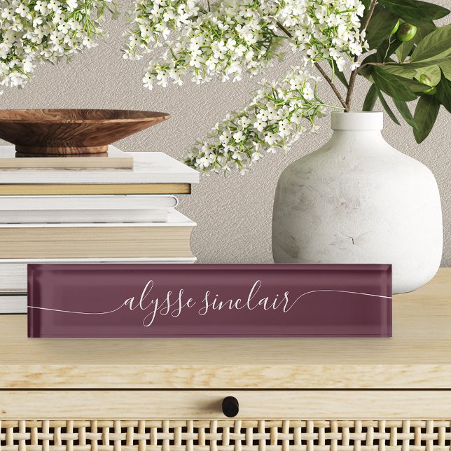 Burgundy Wine Elegant Calligraphy Script Nameplate (Creator Uploaded)