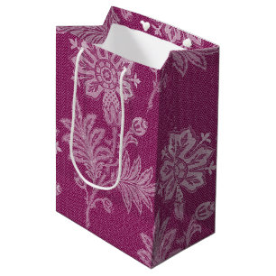 Burgundy Wine Floral Lace Bridal Shower Medium Gift Bag