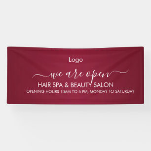 Burgundy Wine & Golden Beauty Salon Banner