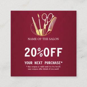 Burgundy Wine & Golden Beauty Salon Discount Card